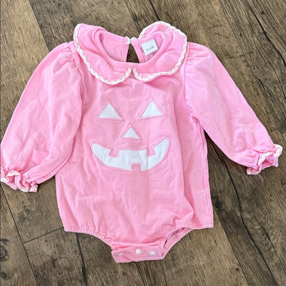 Pink Pumpkin Face Baby Romper